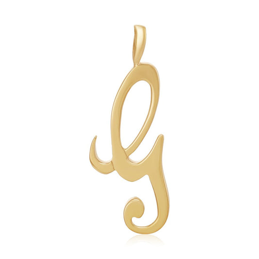 9ct Yellow Gold Script Initial Pendant G - FJewellery