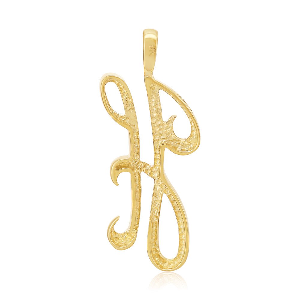 9ct Yellow Gold Script Initial Pendant H - FJewellery