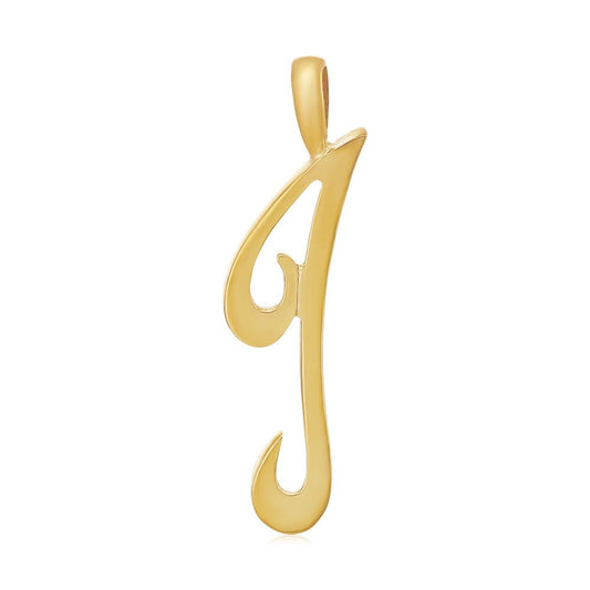 9ct Yellow Gold Script Initial Pendant I - FJewellery