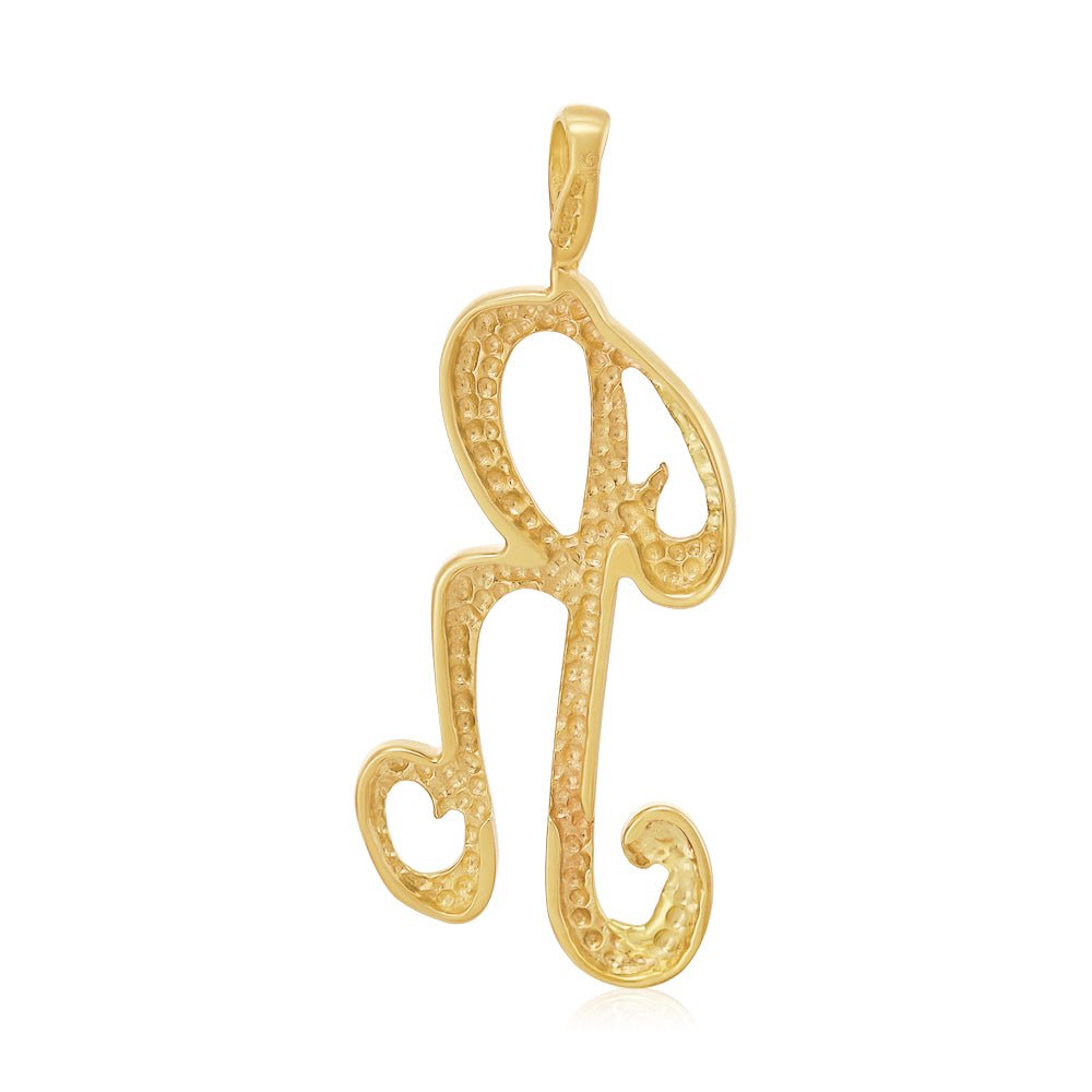 9ct Yellow Gold Script Initial Pendant R - FJewellery