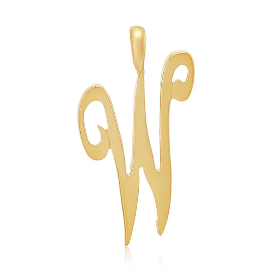 9ct Yellow Gold Script Initial Pendant W - FJewellery