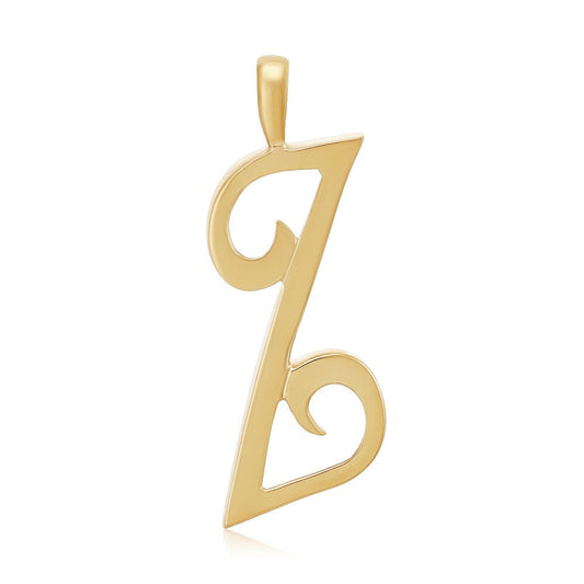 9ct Yellow Gold Script Initial Pendant Z - FJewellery