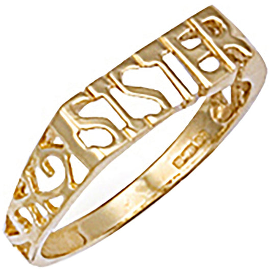 9ct Yellow Gold Scroll Sides Sister Ring - FJewellery