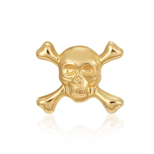 9ct Yellow Gold Skull & Crossbones Single Stud For Men - FJewellery