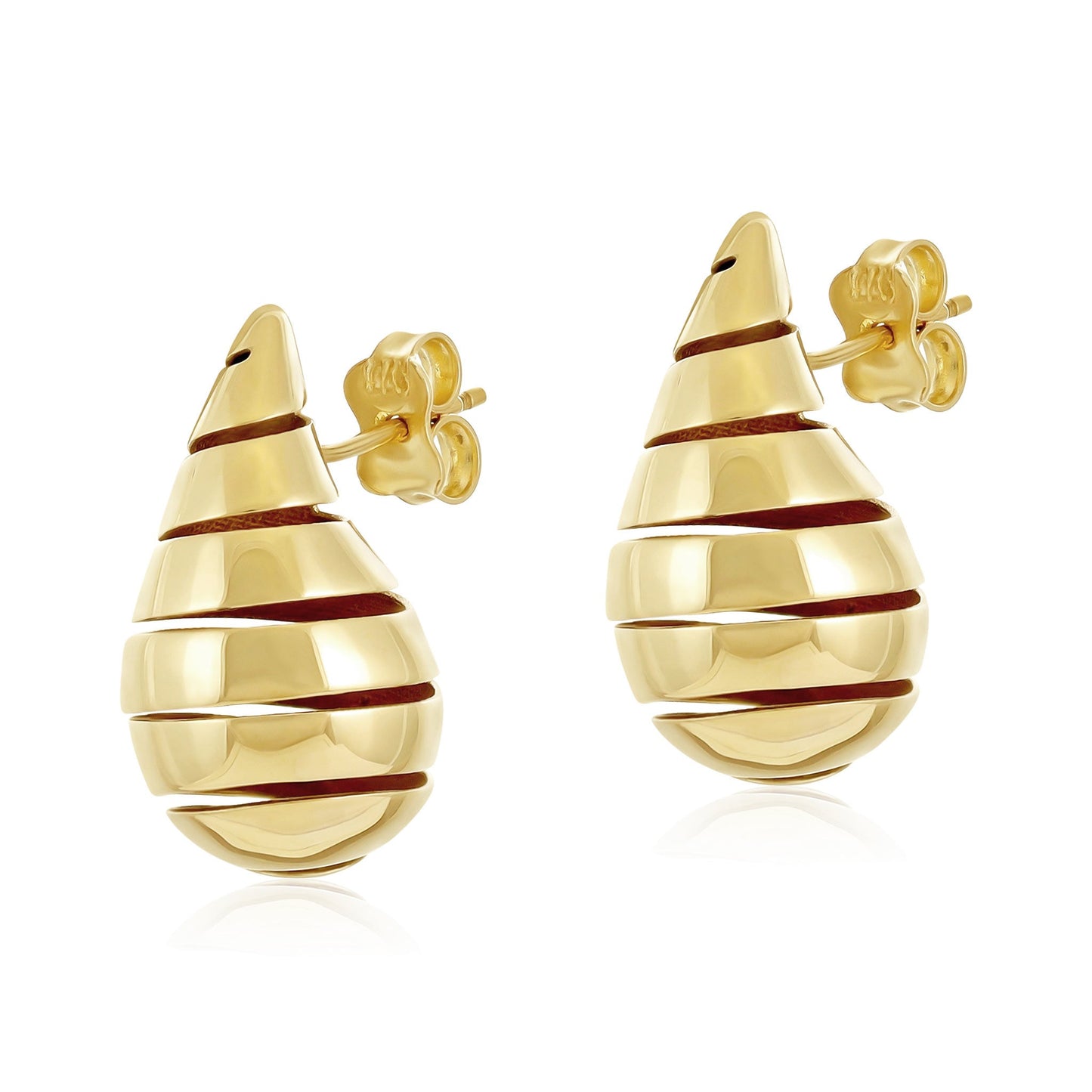 9ct Yellow Gold Slashed Raindrop Earrings - FJewellery