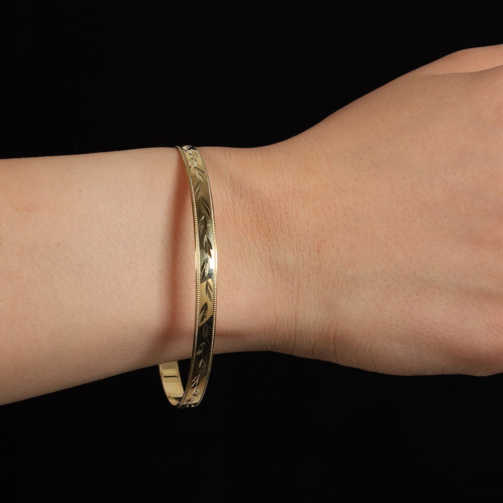 9ct Yellow Gold Slave Bangle 5mm - FJewellery