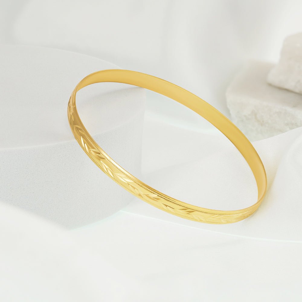 9ct Yellow Gold Slave Bangle 5mm - FJewellery