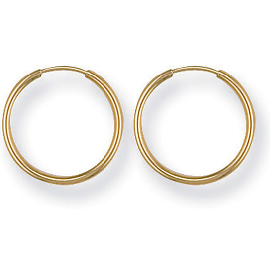 9ct Yellow Gold Sleepers Earrings 15mm - FJewellery