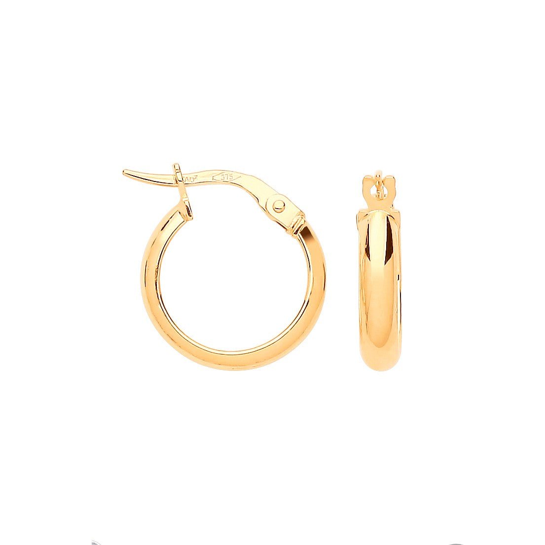 9ct Yellow Gold Small 14mm Hoop Earrings DSHER1661 - FJewellery