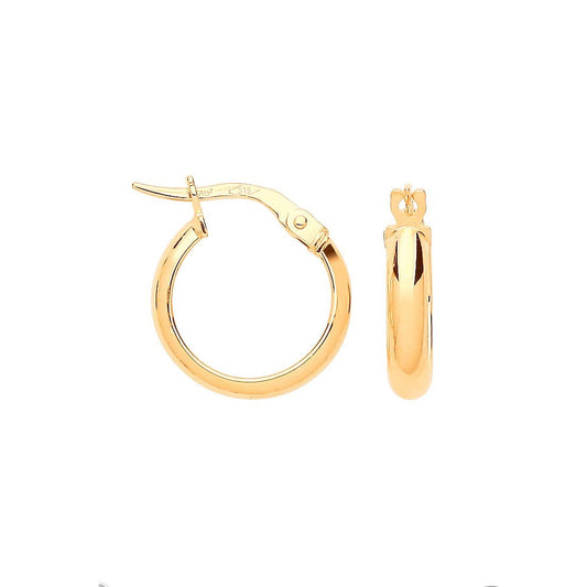 9ct Yellow Gold Small 14mm Hoop Earrings DSHER1661 - FJewellery