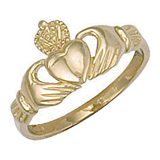 9ct Yellow Gold Small Claddagh Ring - FJewellery