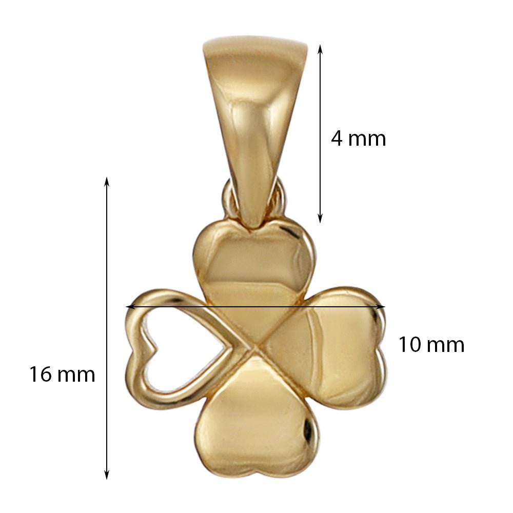 9ct yellow gold Solid Clover Pendants PD60-9-36-18 - FJewellery