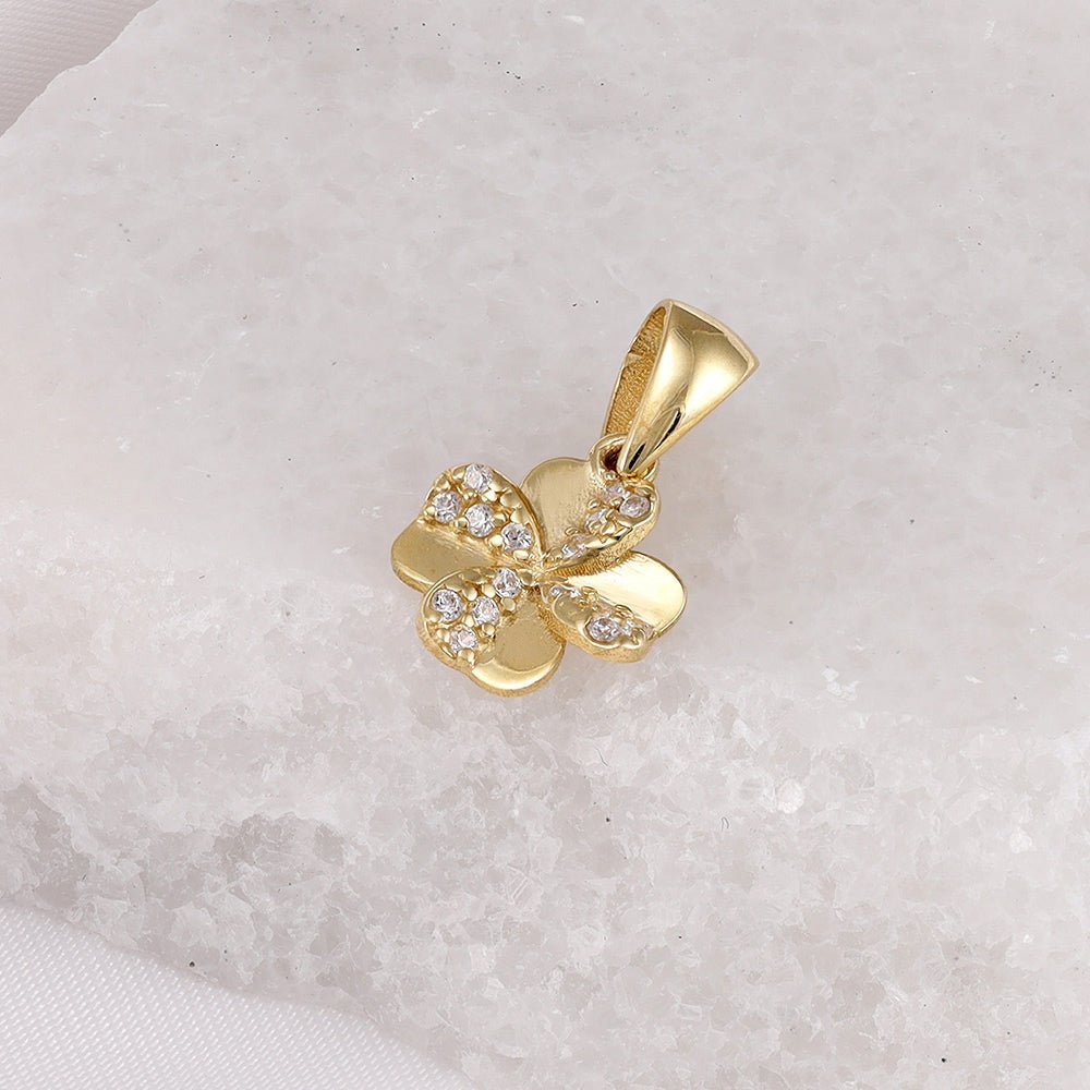 9ct yellow gold Solid Clover Pendants PD60-9-36-19 - FJewellery