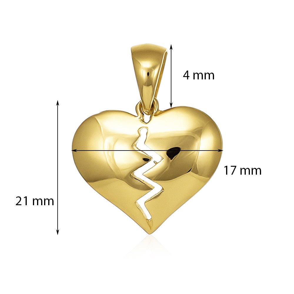9ct yellow gold Solid Heart Pendants PD60-9-37-14 - FJewellery