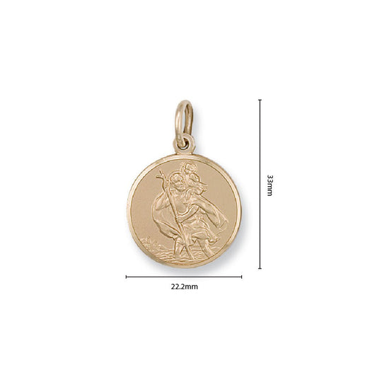 9ct Yellow Gold St Christopher Circle Design Pendant - FJewellery