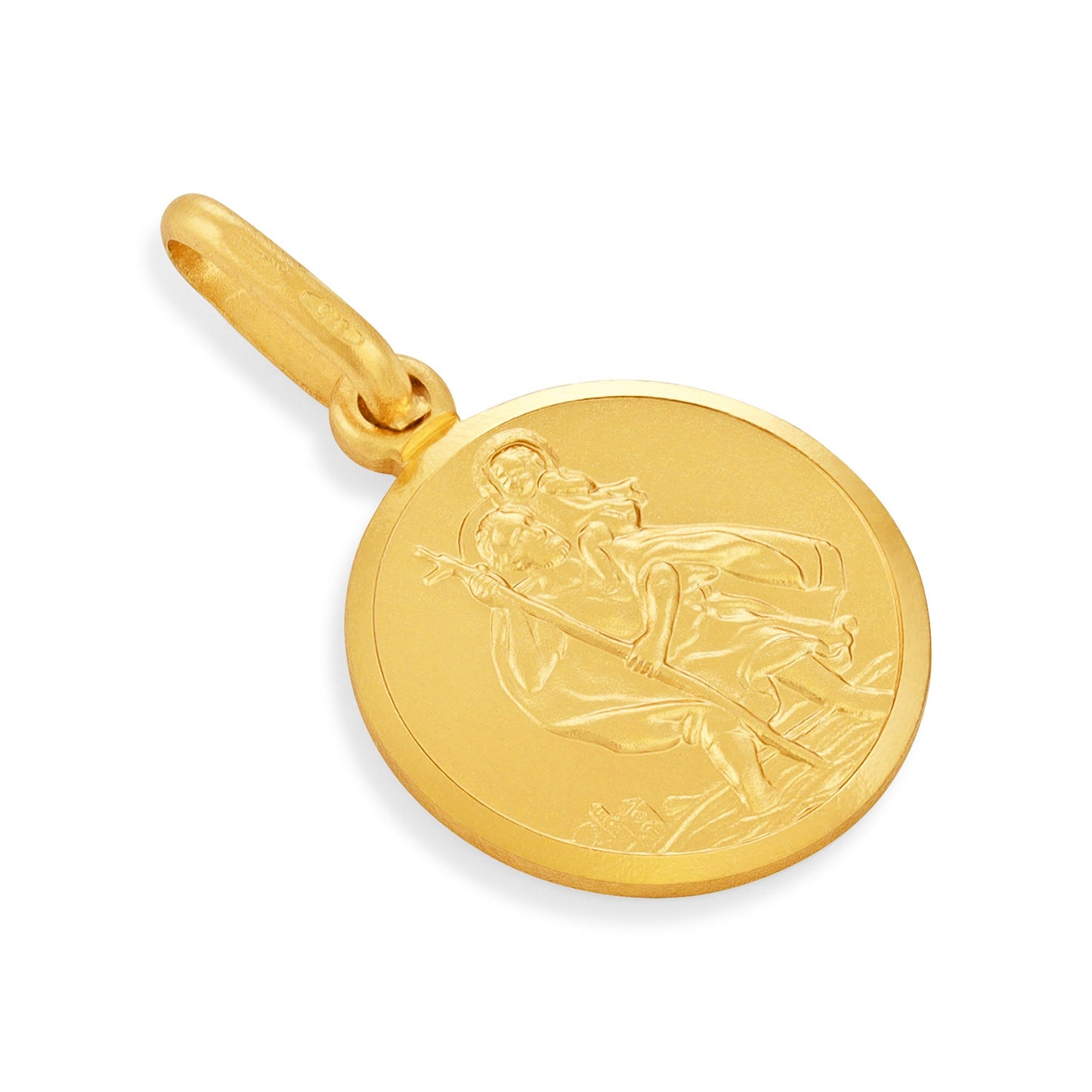 9ct Yellow Gold St Christopher Circle Pendant 110247 - FJewellery