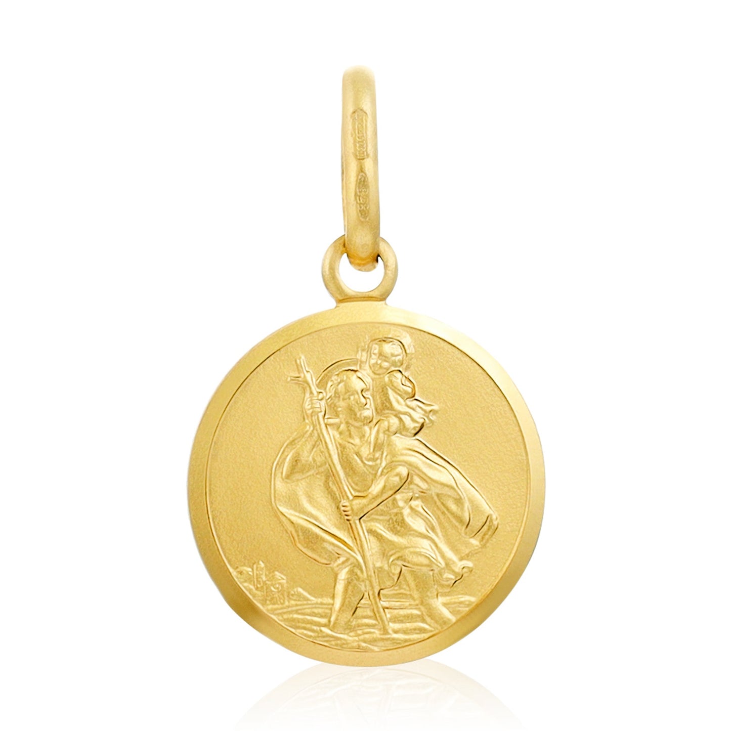 9ct Yellow Gold St Christopher Circle Pendant 110247 - FJewellery