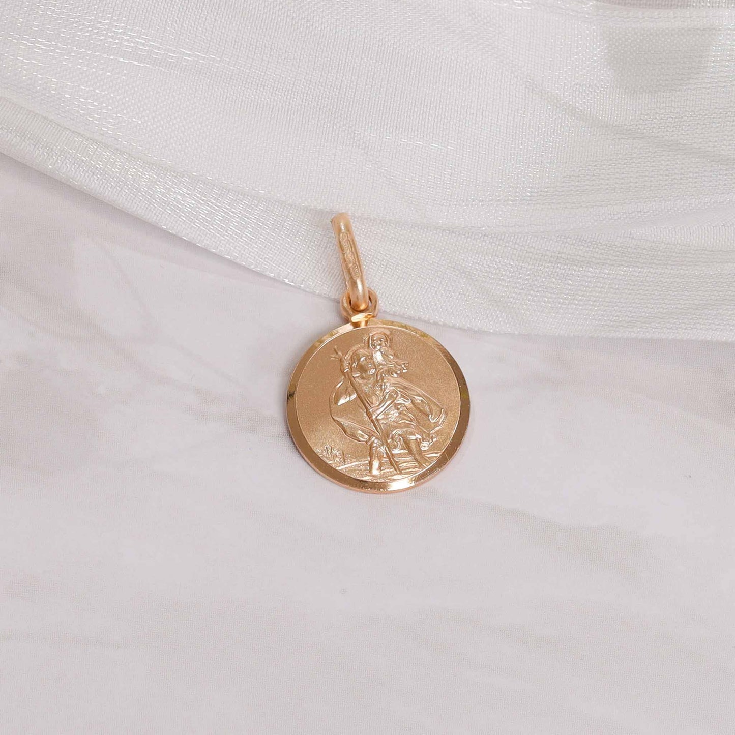 9ct Yellow Gold St Christopher Circle Pendant 110247 - FJewellery