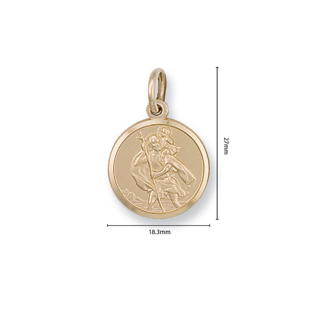 9ct Yellow Gold St Christopher Circle Pendant - FJewellery
