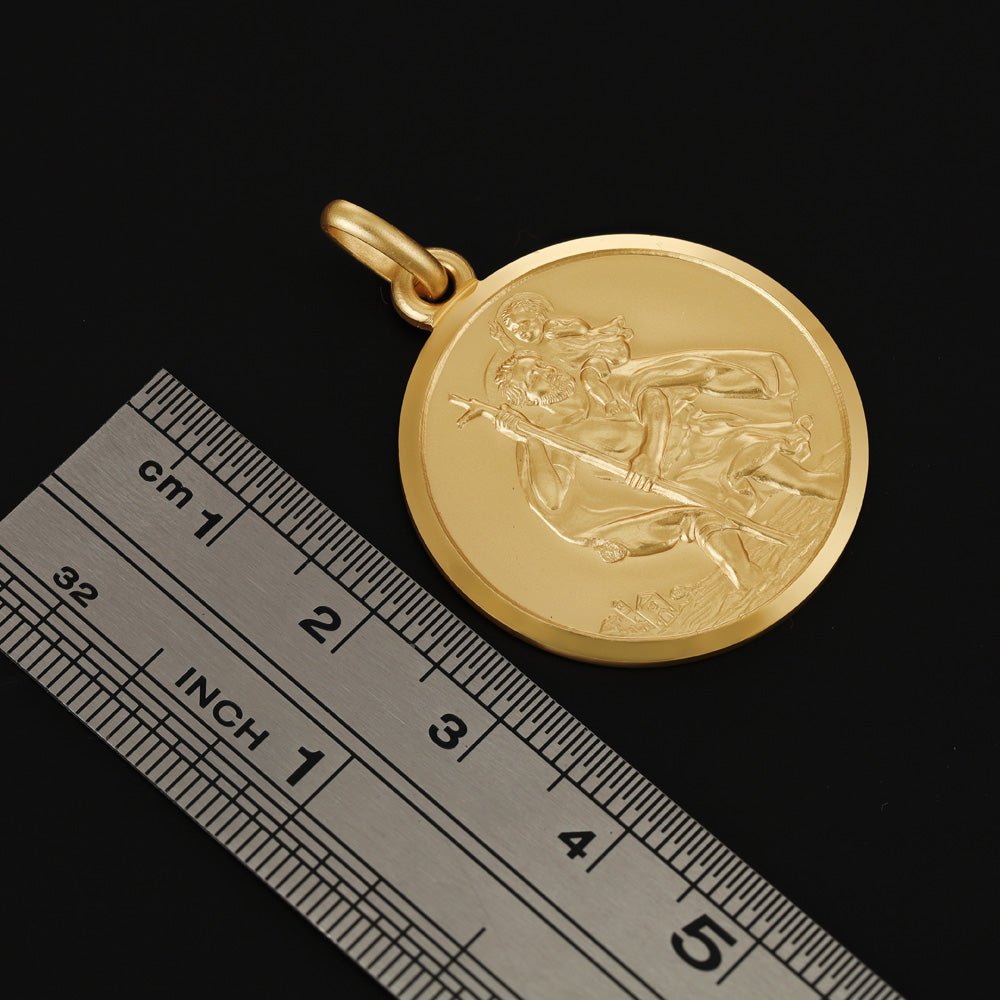 9ct Yellow Gold St Christopher Round Pendant - FJewellery