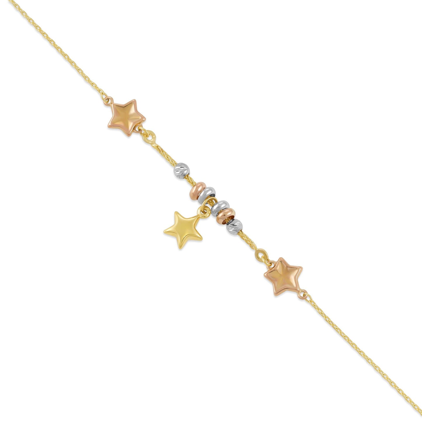 9ct Yellow Gold Star Design Bracelet - FJewellery