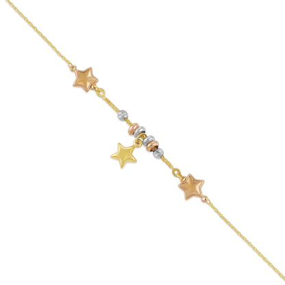 9ct Yellow Gold Star Design Bracelet - FJewellery