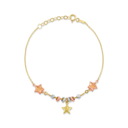 9ct Yellow Gold Star Design Bracelet - FJewellery