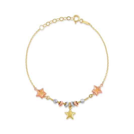 9ct Yellow Gold Star Design Bracelet - FJewellery