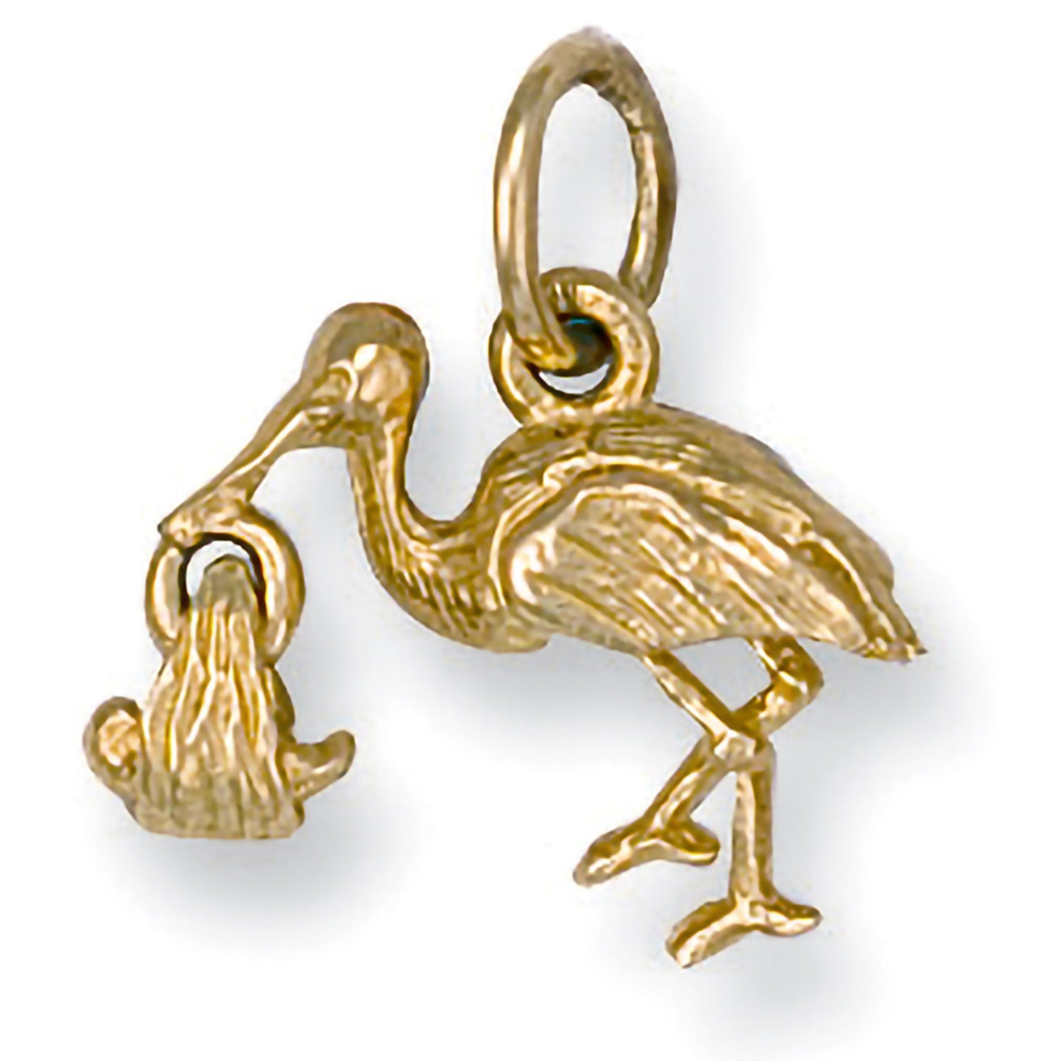 9ct Yellow Gold Stork Pendant - FJewellery