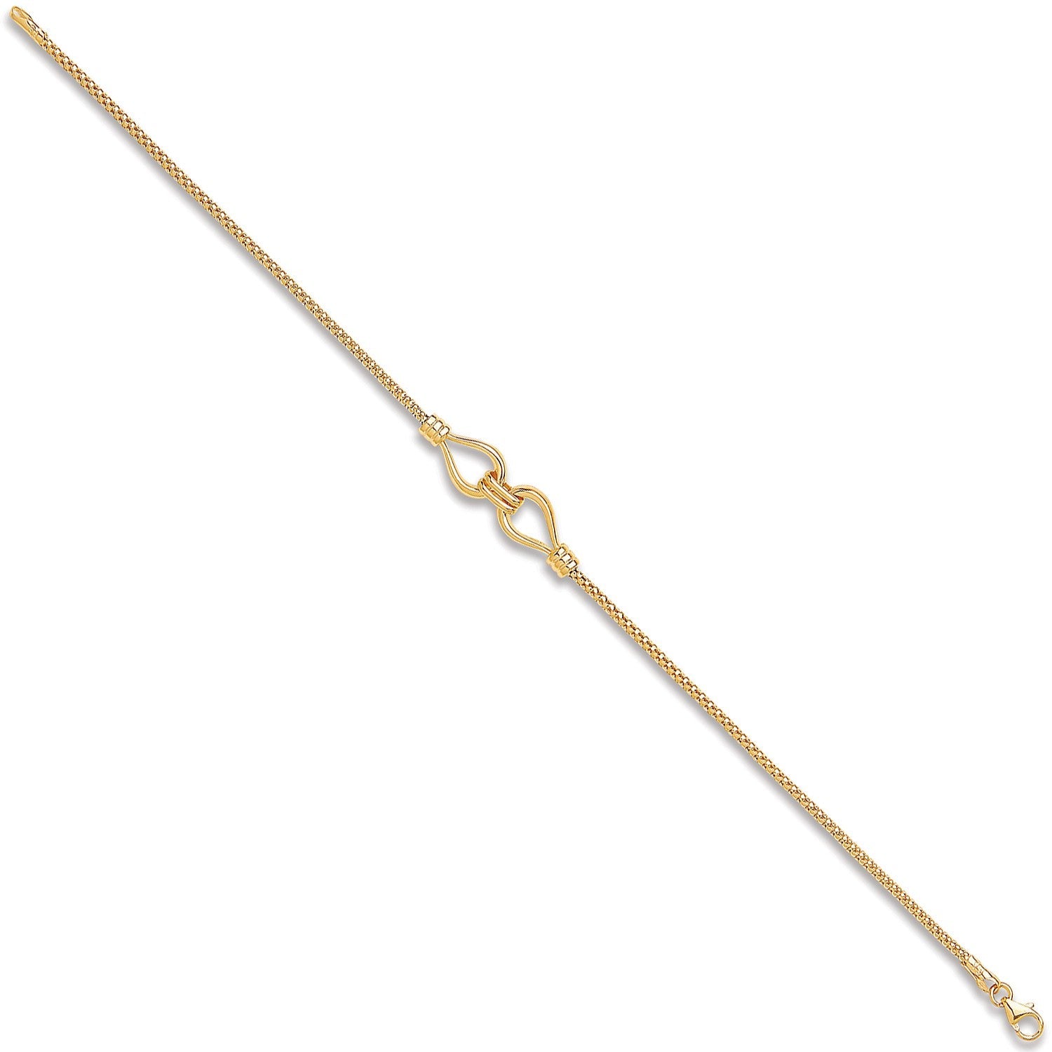 9ct Yellow Gold T Double Hook Ladies Bracelet - FJewellery