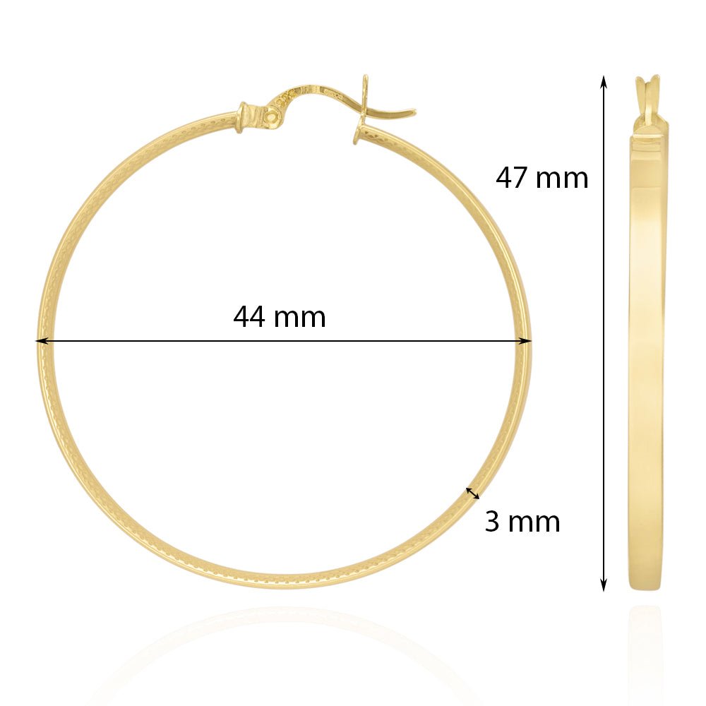 9ct Yellow Gold Track Edge Hoop Earrings ERV0157L - FJewellery
