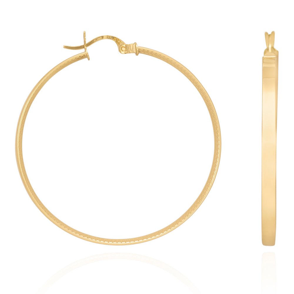 9ct Yellow Gold Track Edge Hoop Earrings ERV0157L - FJewellery