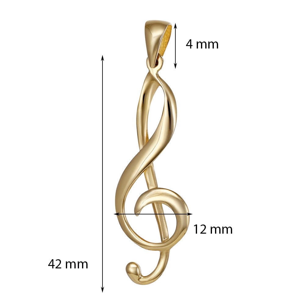 9ct Yellow Gold Treble Clef Pendants PD60 - 9 - 55 - 15 - FJewellery