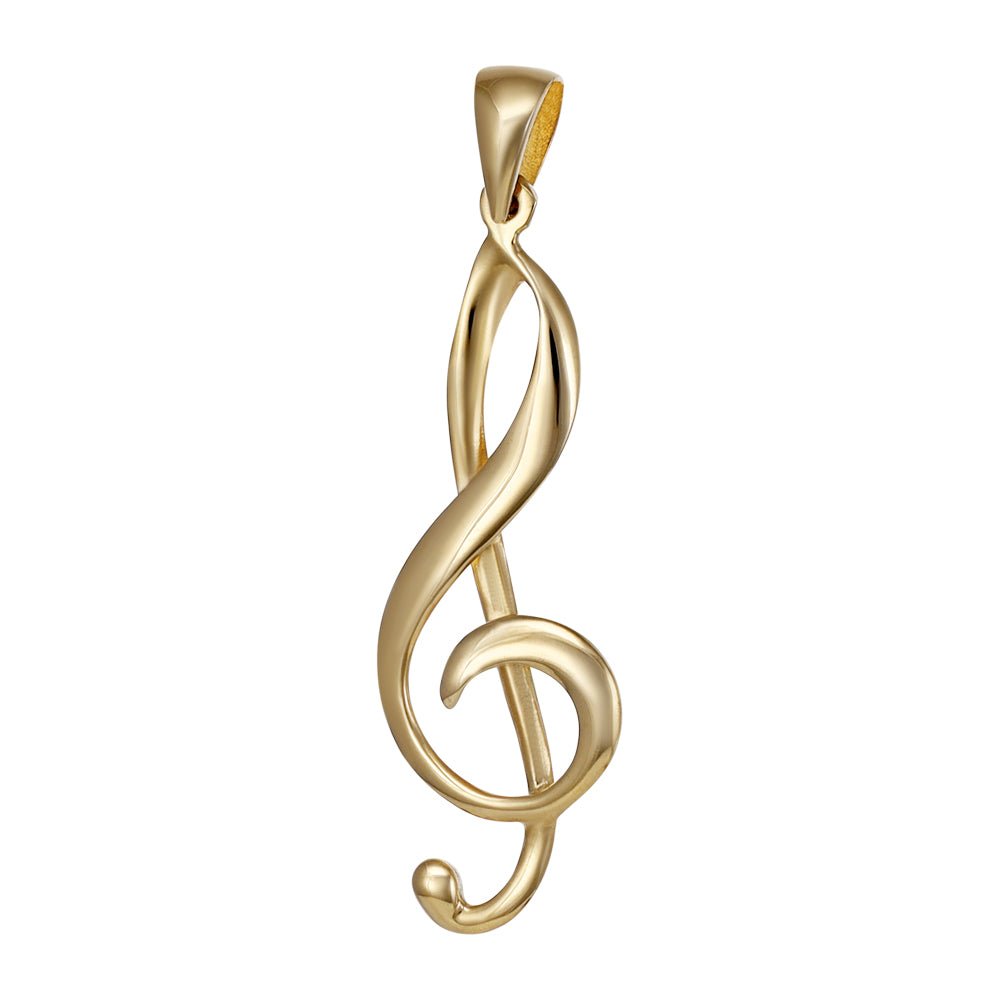 9ct Yellow Gold Treble Clef Pendants PD60 - 9 - 55 - 15 - FJewellery