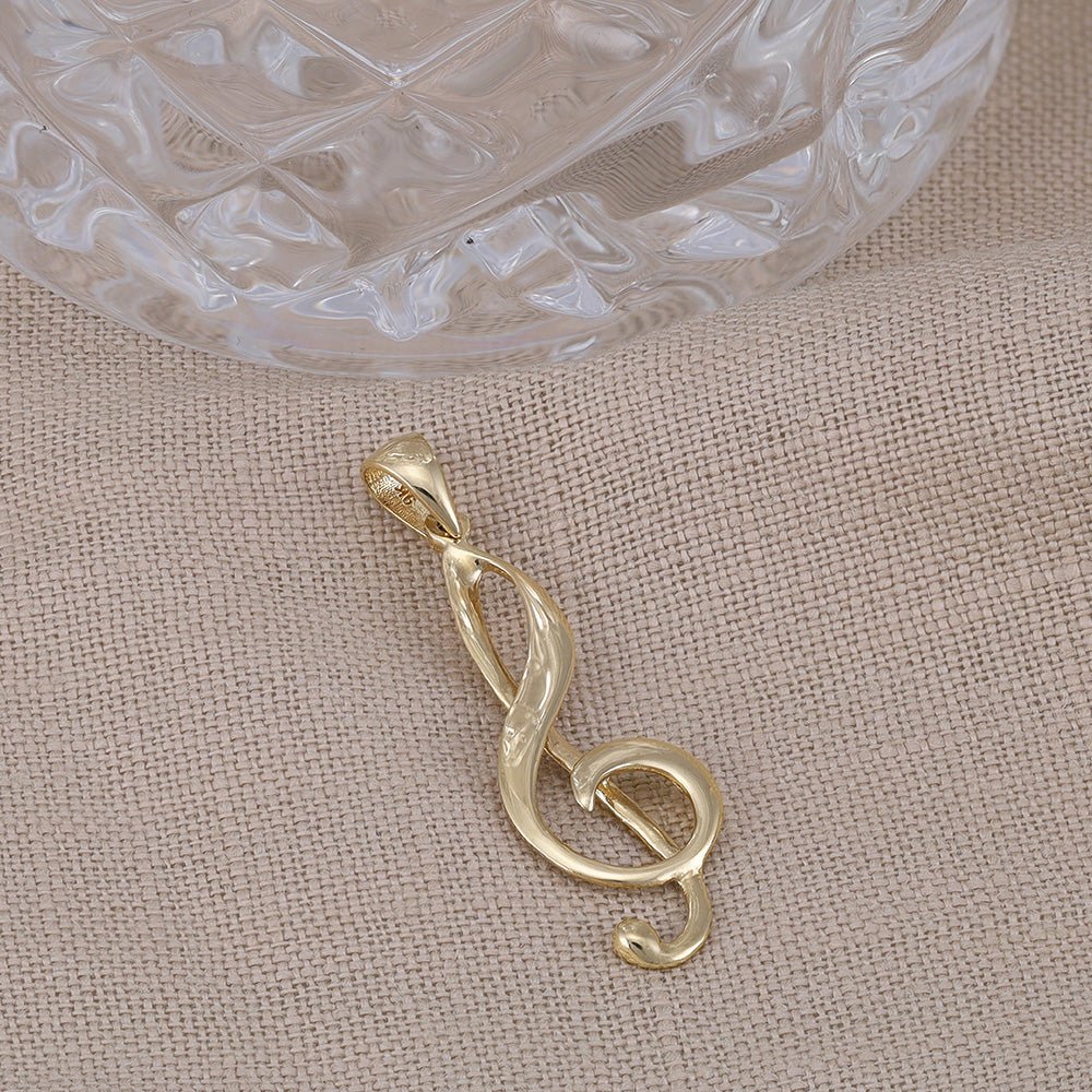 9ct Yellow Gold Treble Clef Pendants PD60 - 9 - 55 - 15 - FJewellery