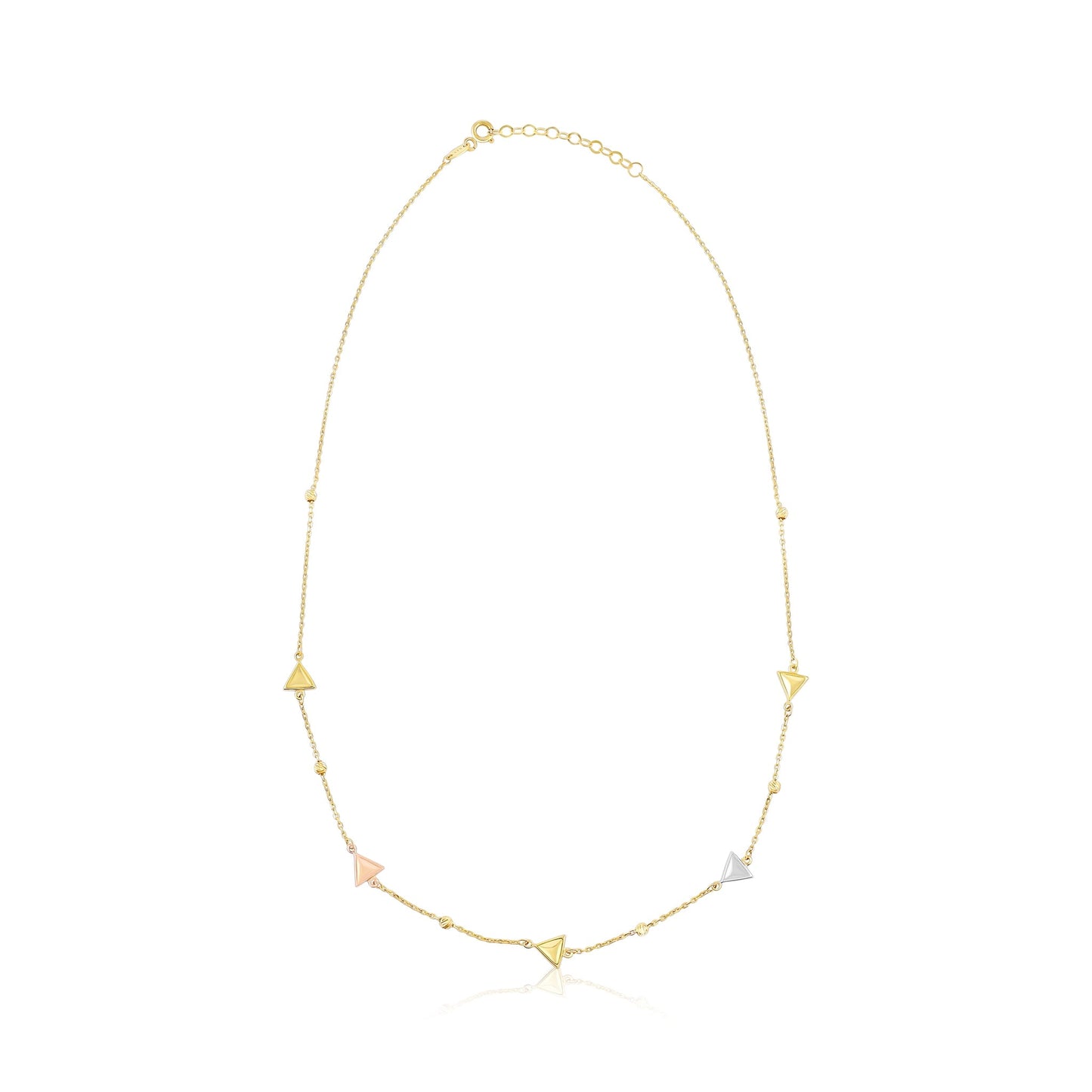 9ct Yellow Gold Tri Colour Triangle Detail Necklace NK9034 - FJewellery