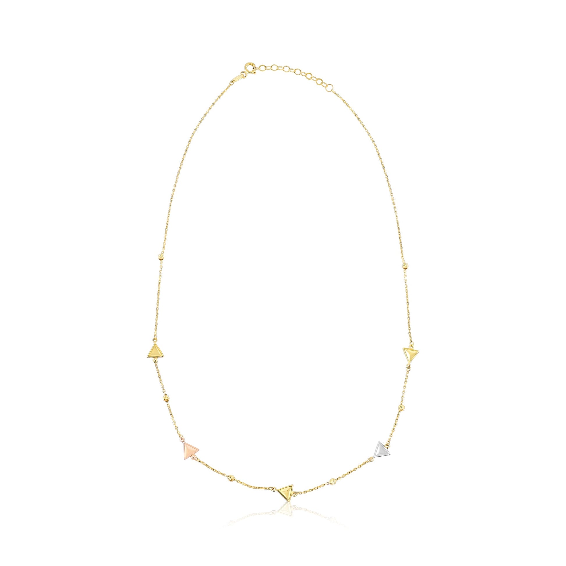 9ct Yellow Gold Tri Colour Triangle Detail Necklace NK9034 - FJewellery