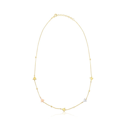9ct Yellow Gold Tri Colour Triangle Detail Necklace NK9034 - FJewellery