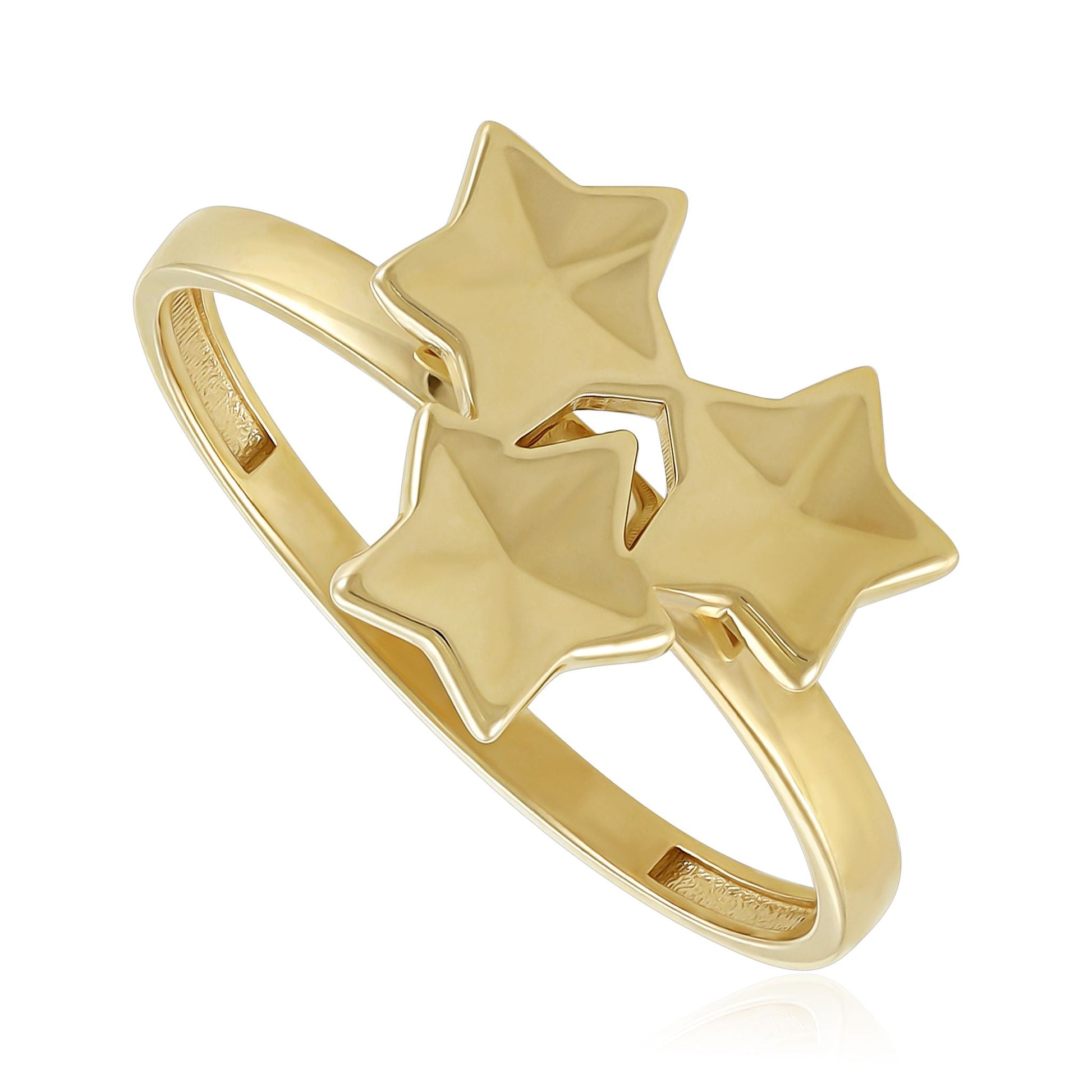 9ct Yellow Gold Triple Star Ring - FJewellery