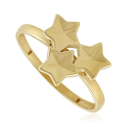 9ct Yellow Gold Triple Star Ring - FJewellery