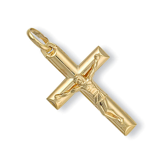 9ct Yellow Gold Tubed Crucifix - FJewellery