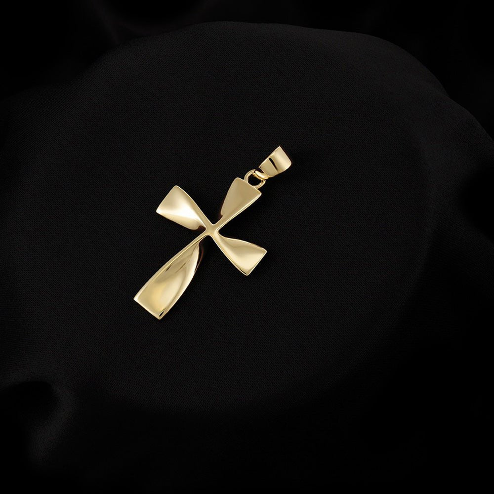 9ct Yellow Gold Twisted Cross - FJewellery