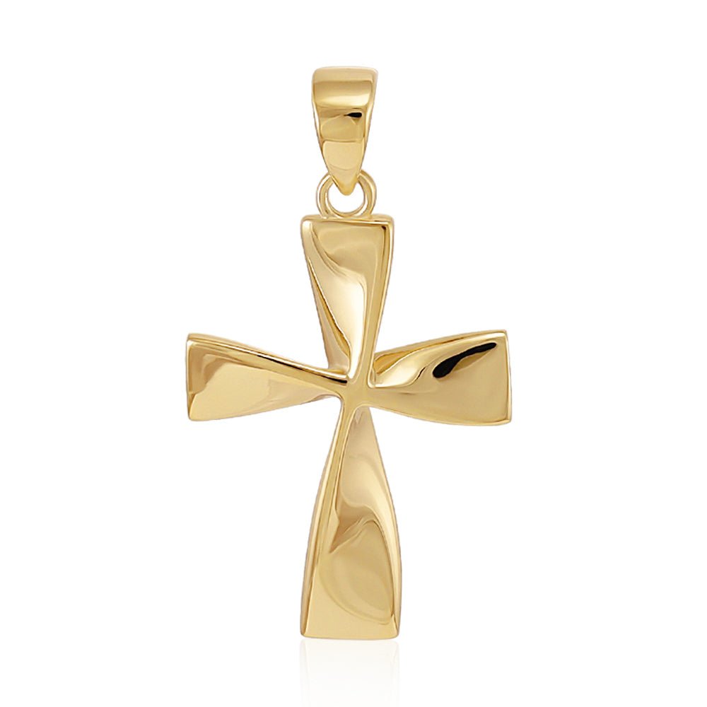 9ct Yellow Gold Twisted Cross - FJewellery
