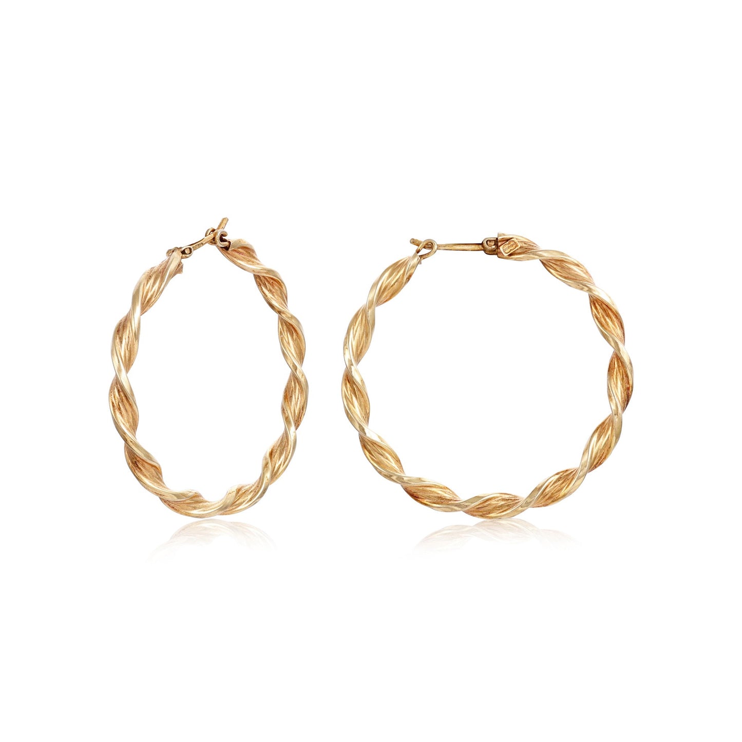 9ct yellow gold twisted hoop earrings 02033006 - FJewellery