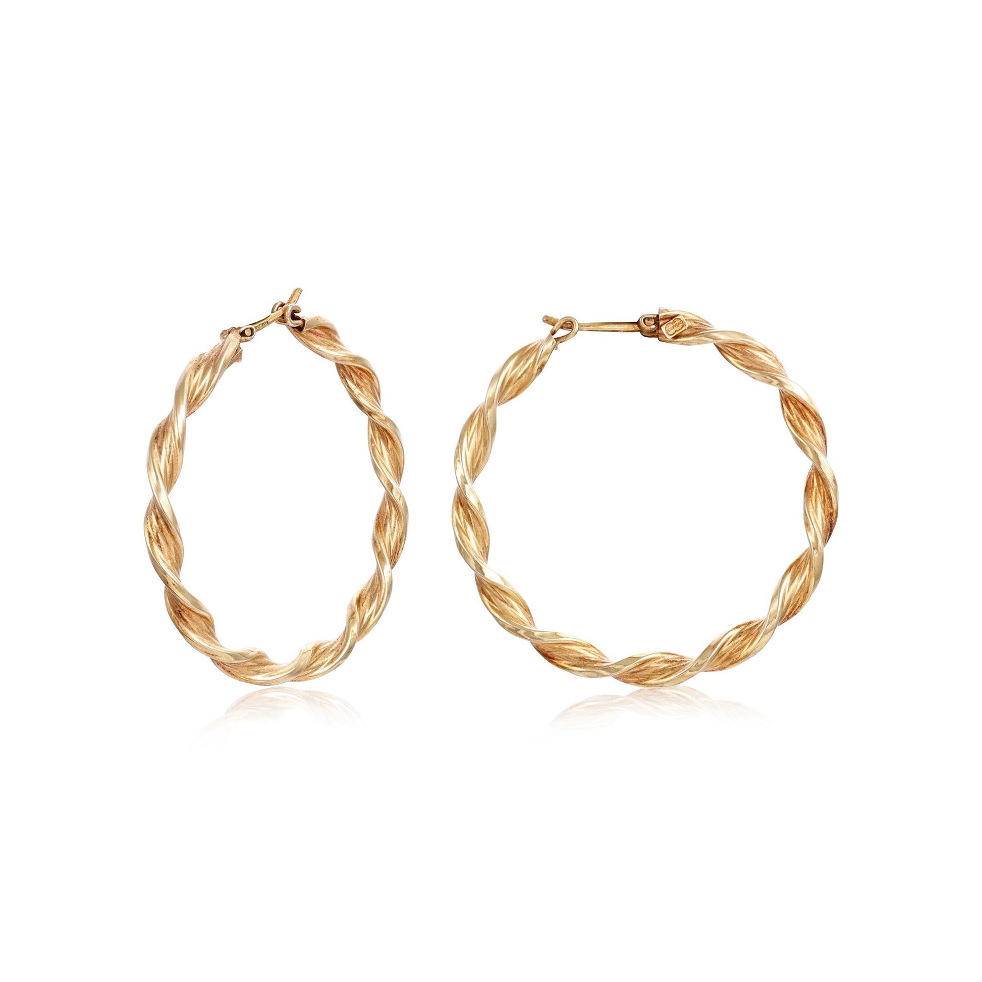 9ct yellow gold twisted hoop earrings 02033006 - FJewellery