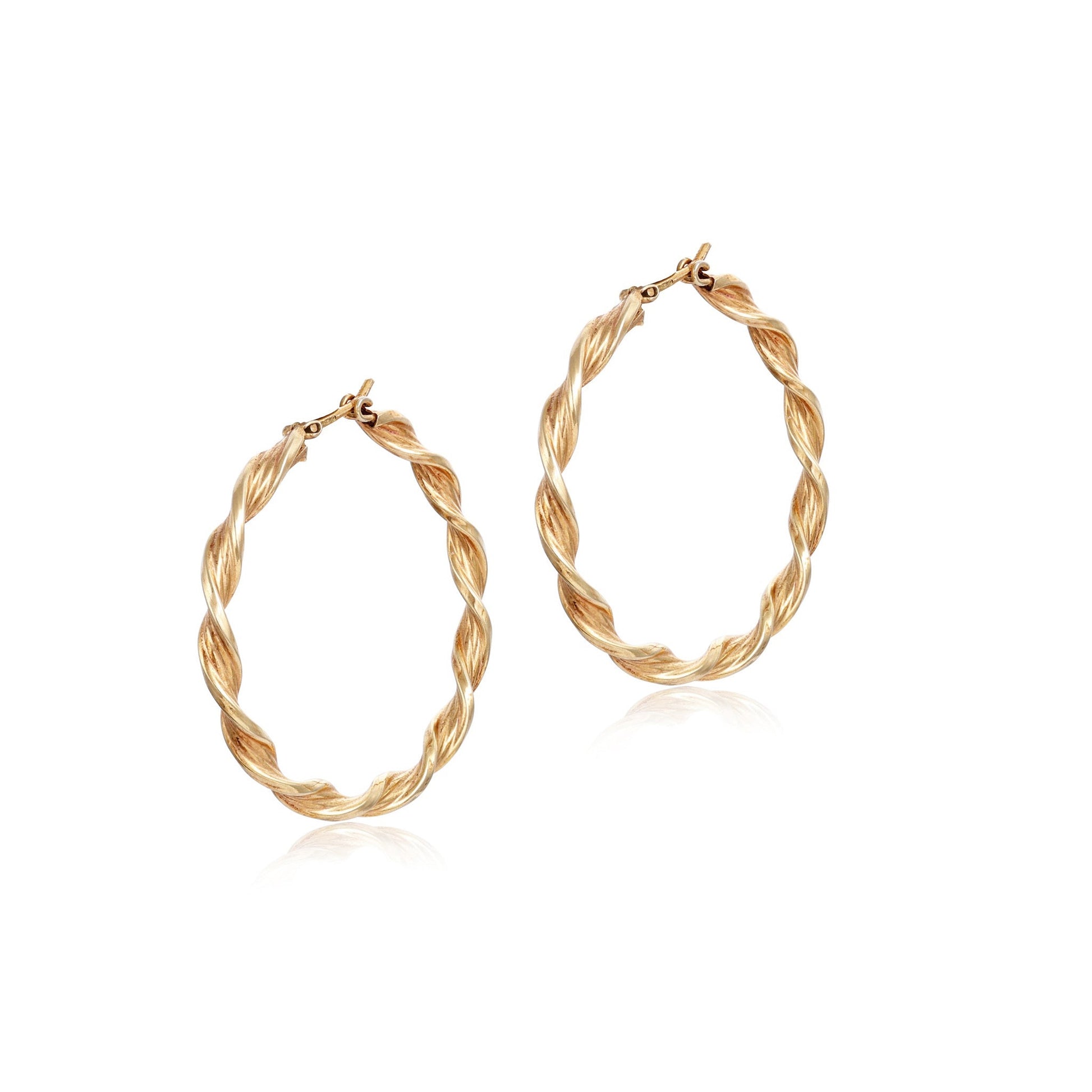 9ct yellow gold twisted hoop earrings 02033006 - FJewellery
