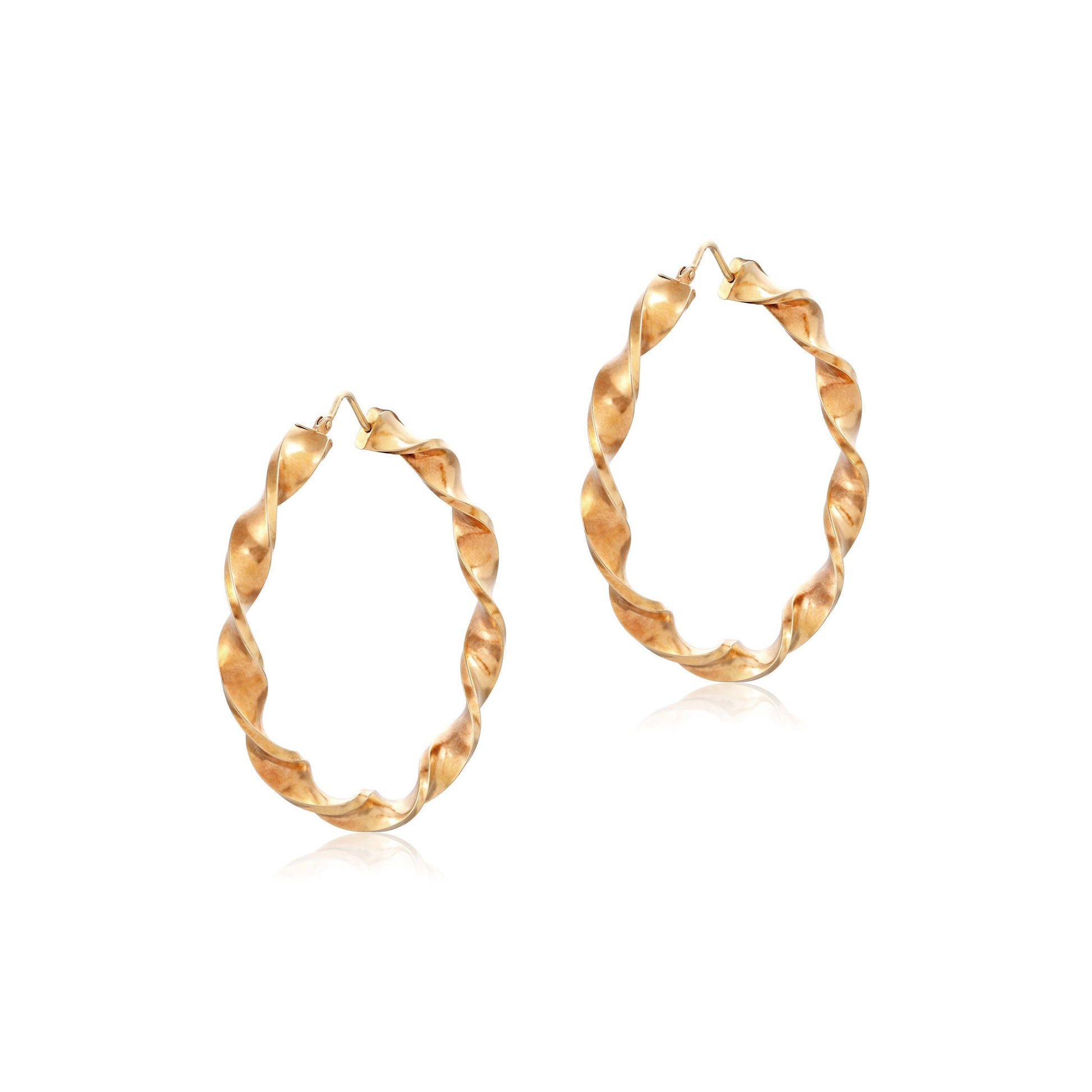 9ct yellow gold twisted hoop earrings 02033195 - FJewellery