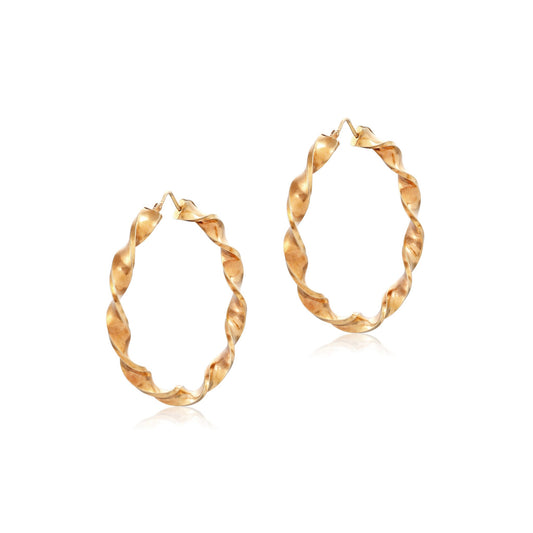 9ct yellow gold twisted hoop earrings 02033195 - FJewellery