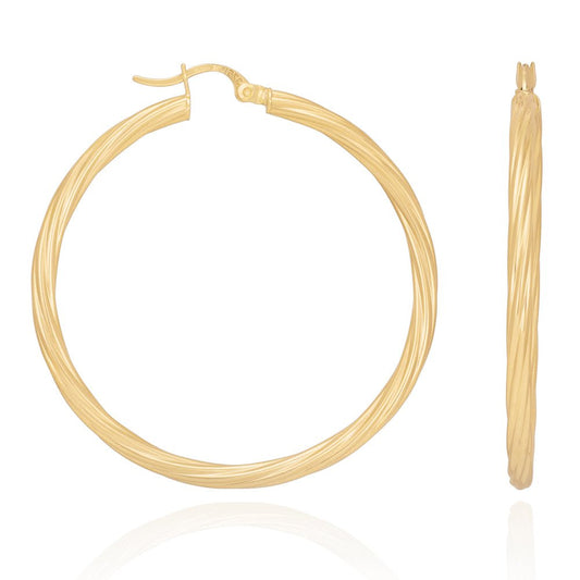 9ct Yellow Gold Twisted Hoop Earrings ERV0214 - FJewellery