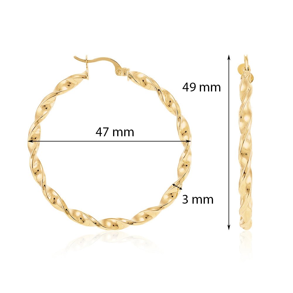 9ct Yellow Gold Twisted Hoop Earrings ERV0345L - FJewellery